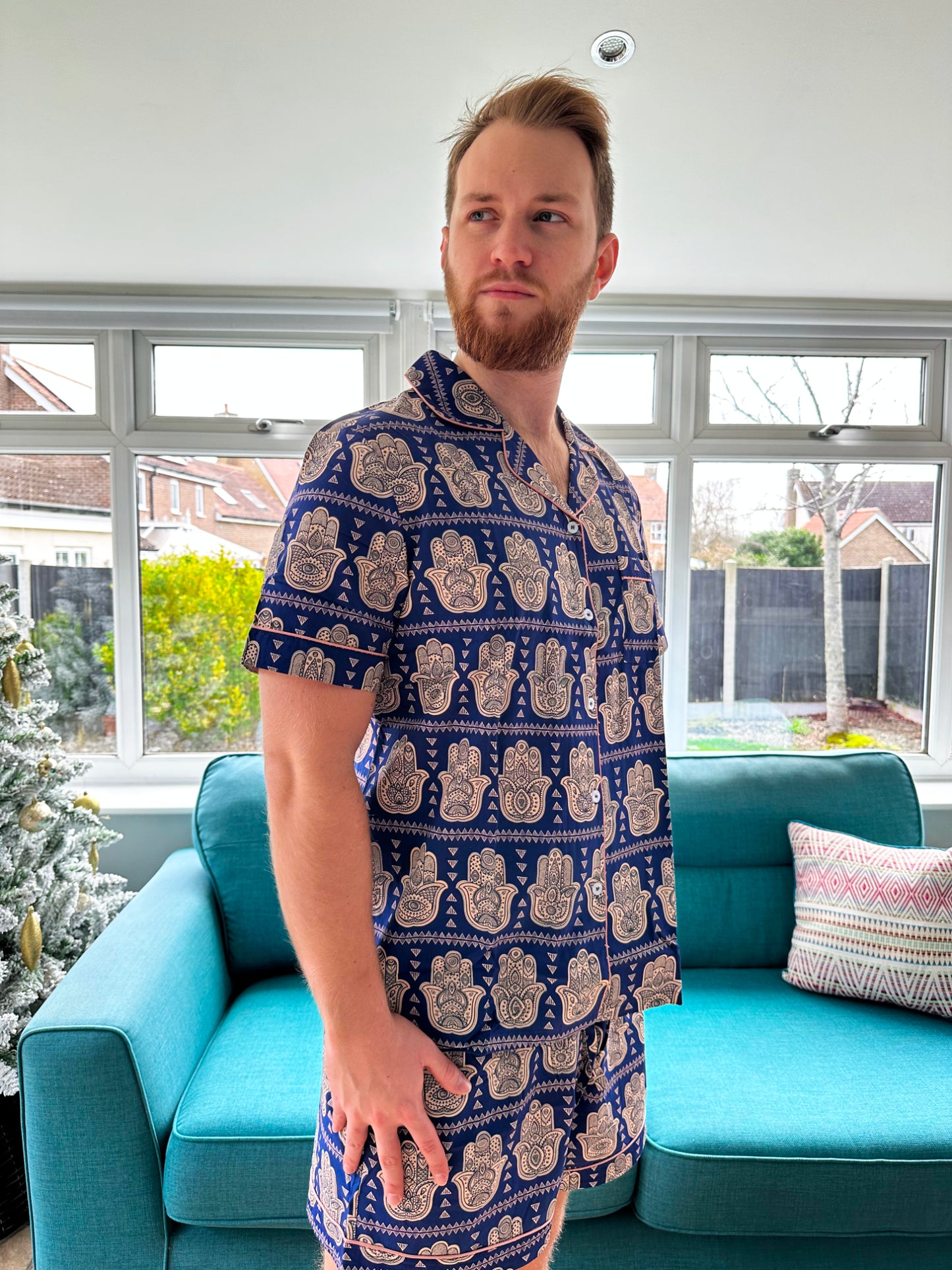 Hamsa Hand Pyjama set with elastic bottoms - SHORT set