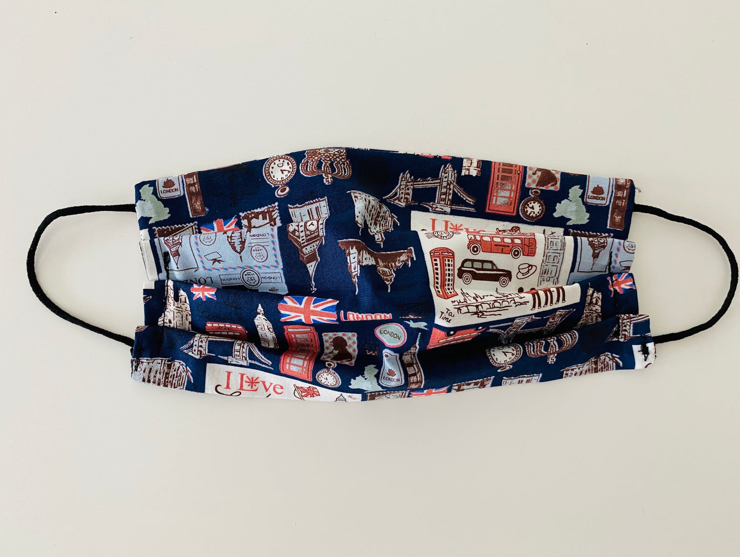 Navy London theme re- usable adjustable face cover