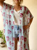 Blue and pink skulls Kimono - 3 lengths