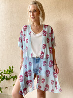 Blue and pink skulls Kimono - 3 lengths