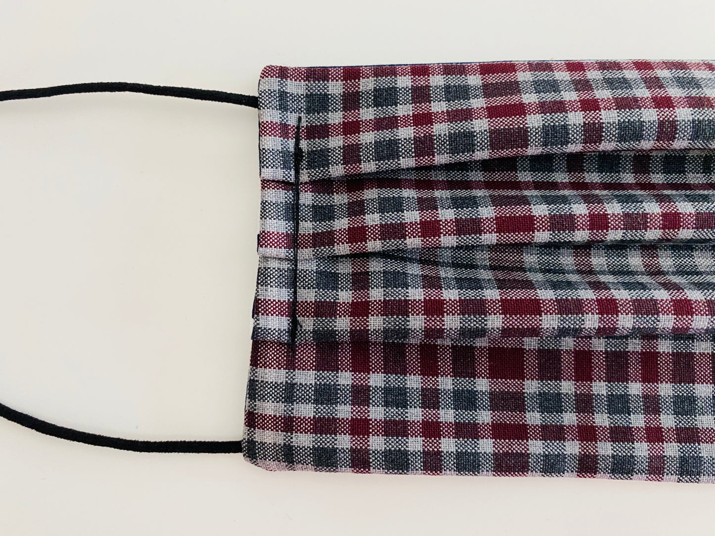 Maroon and grey checks re- usable adjustable face cover