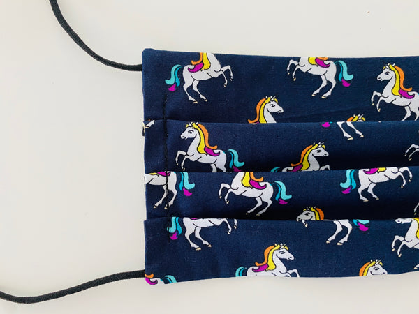 Navy unicorns re- usable adjustable face cover / mask