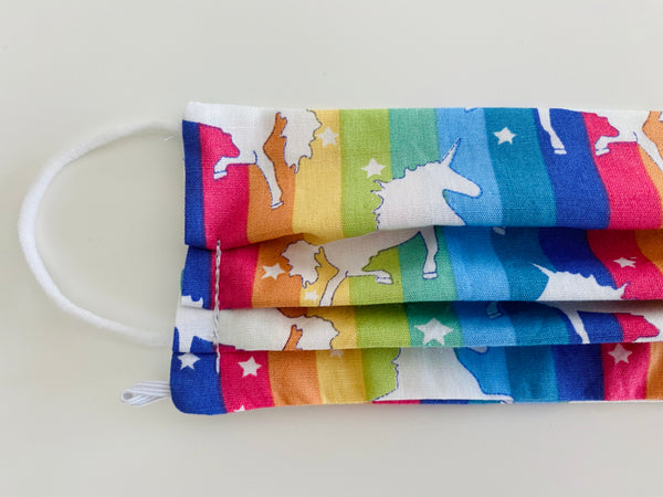 Multicolored unicorns re- usable adjustable face cover / mask