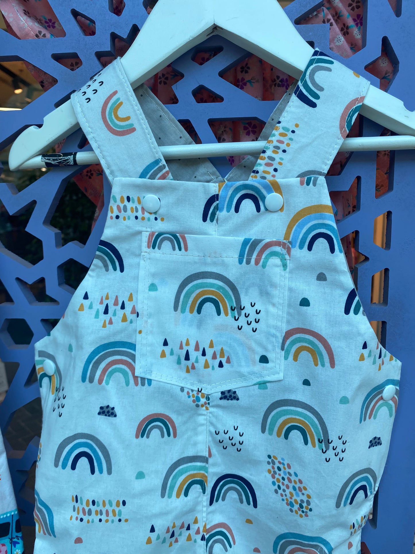 Rainbow Dungarees baby romper