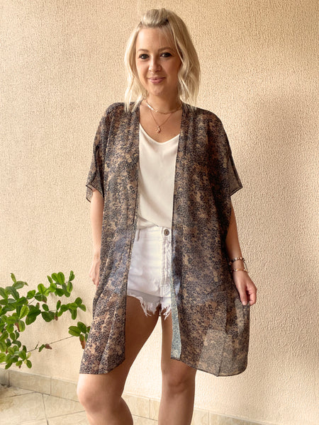 Brown and black leopard Kimono – 3 Lengths