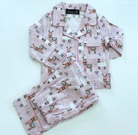 Pink Llamas Pyjama set with elastic bottoms